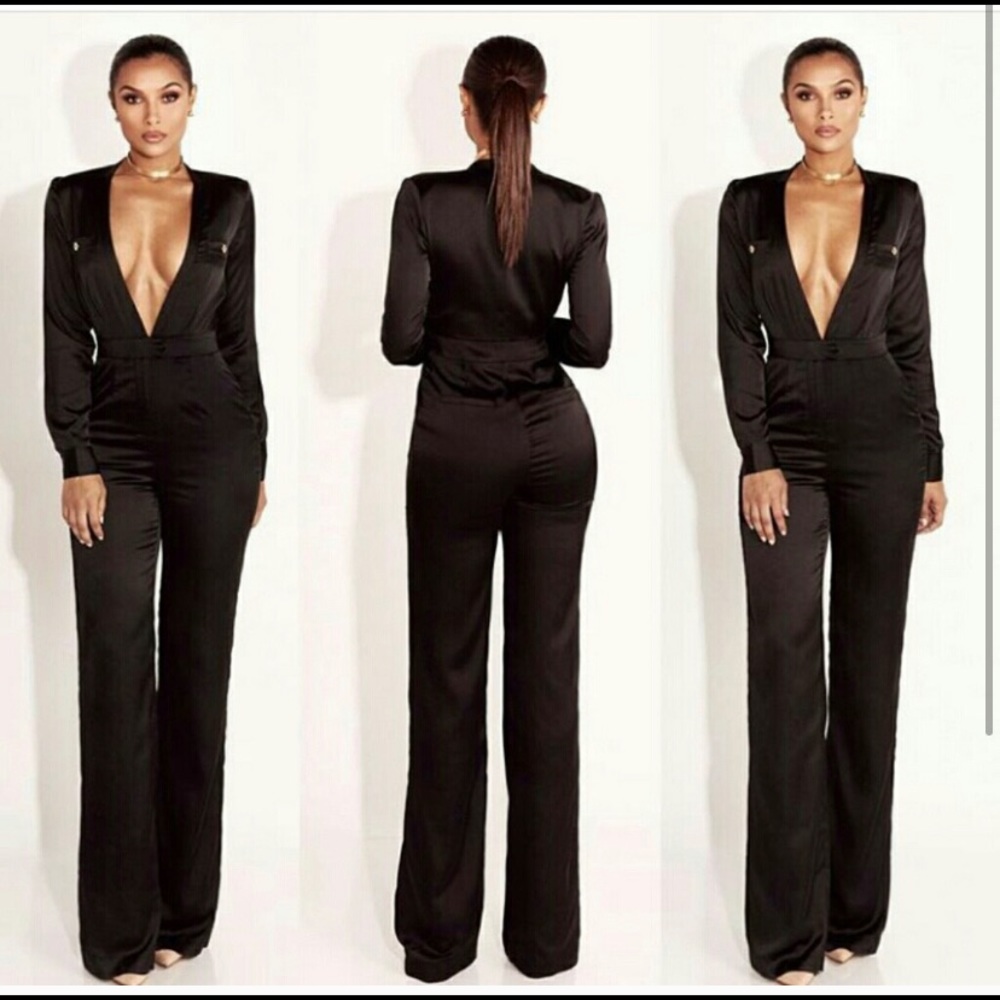 Black Satin Jluxlabel jumpsuit